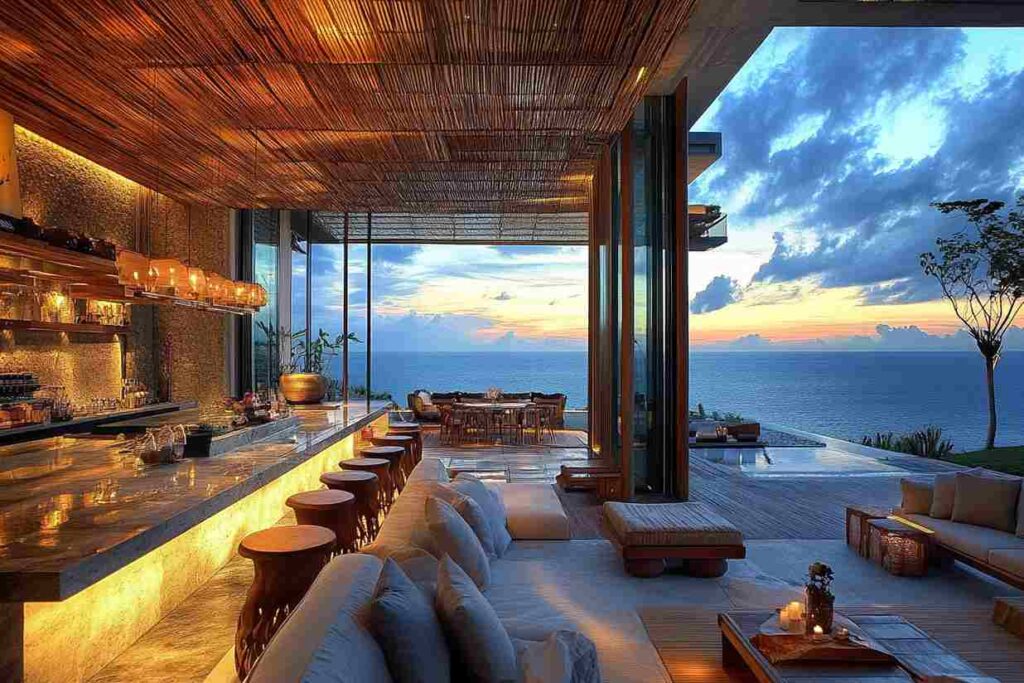 Villa yang menyuguhkan pemandangan tak terbatas ke lautan.